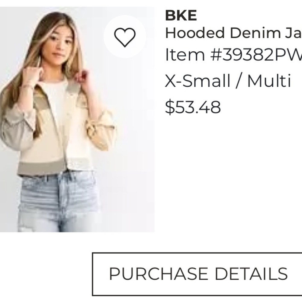 BKE women’s hooded denim Jacket - Gray and Beige size XS - Picture 5 of 5